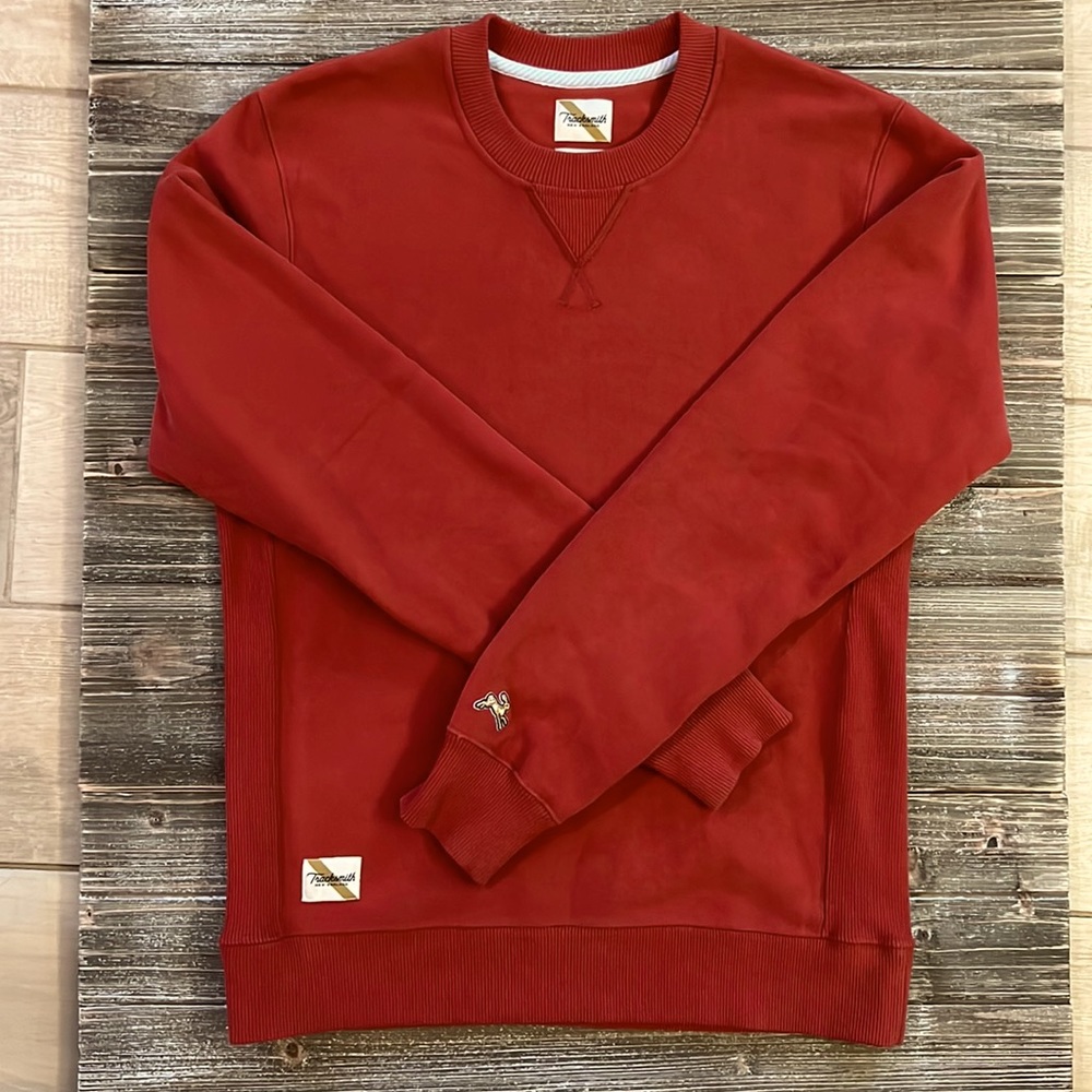 Mens Tracksmith Trackhouse Crew, Maple, S